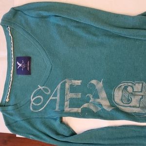 Women's American Eagle Teal Long Sleeve Tee